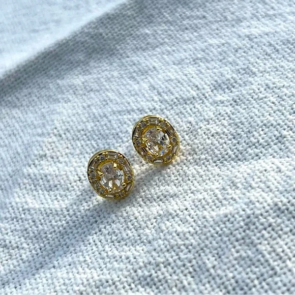 Gold Filled Cubic Zirconia Earrings - Picture 2 of 6